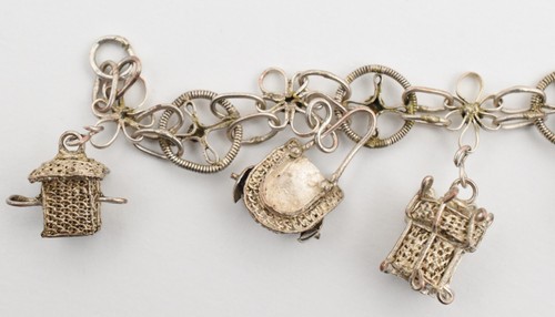 800 Silver Open Link Filigree Style Charm Bracelet Size 6-3/4 w/Sterling Clasp - Picture 7 of 14