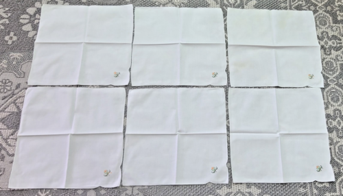 Lot of 11 Vintage Napkins Cross Stitched Flower Floral Cotton 15x15" White - Picture 3 of 4