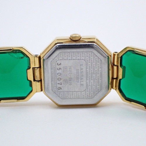【Seiko】SEIKO LaSalle Quartz Ladies Watch, Green Dial, Green Stone - Picture 10 of 10