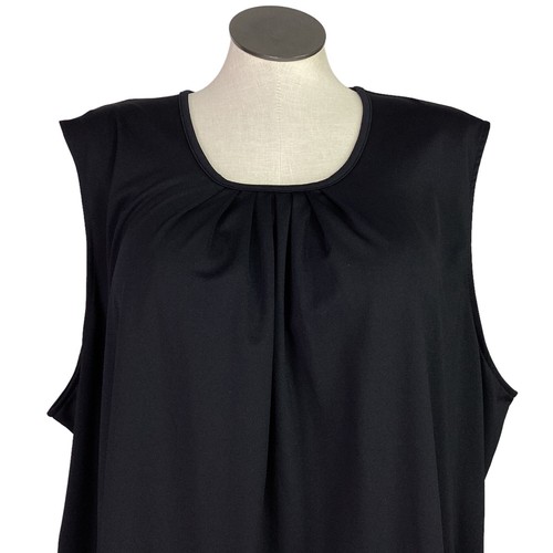 Maggie Barnes Shell Top Womens 4X Black Pleated Sleeveless Stretch Tank - Picture 2 of 5