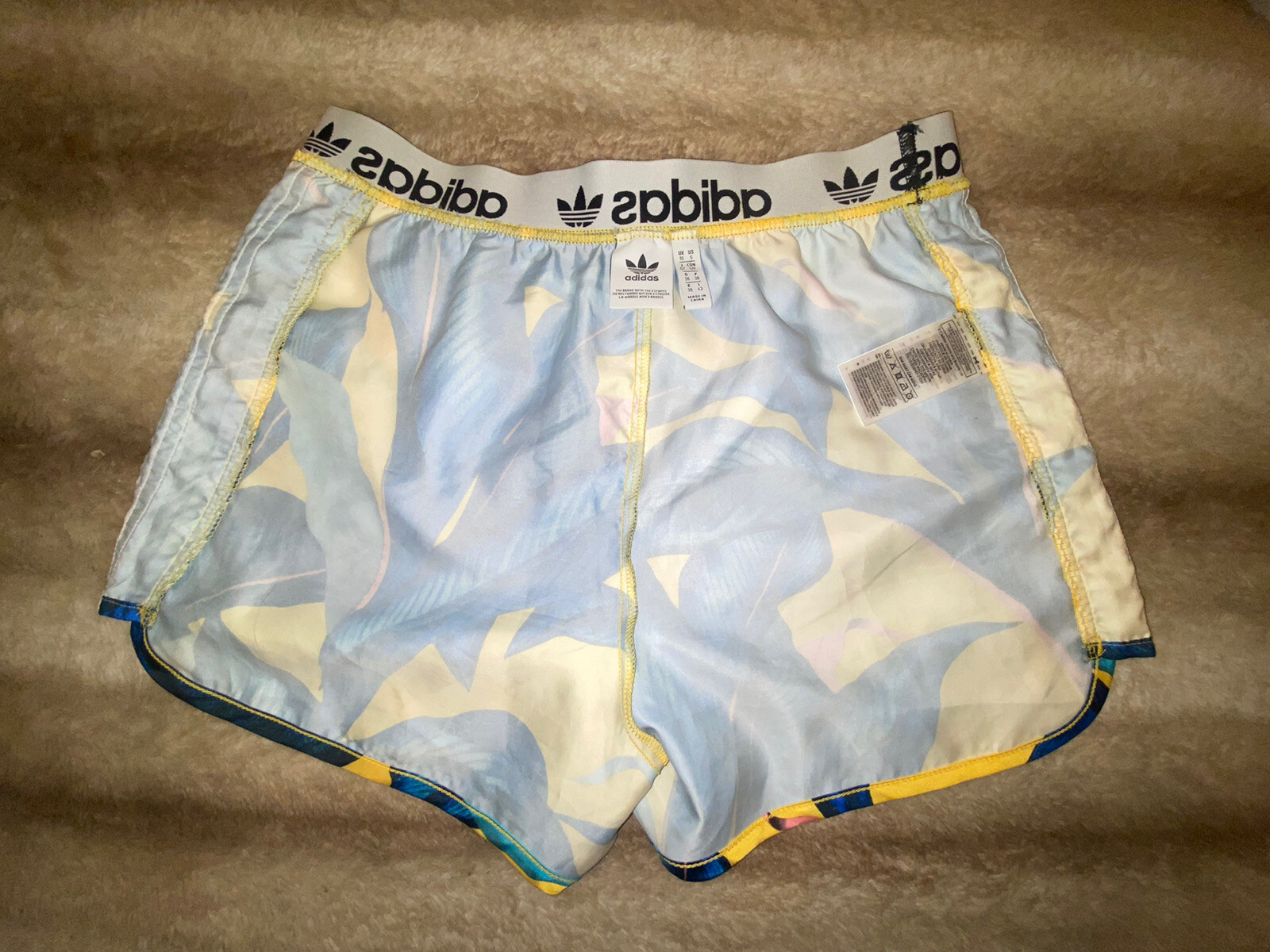 ADIDAS Floral Blue Yellow Tropical Rio Firebird Zip Up Jacket Shorts Set S/M - Picture 16 of 21