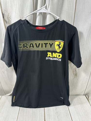 Scuderia Ferrari Mens Large Graphic Gravity AND Dynamics T shirt Black Yellow - Picture 3 of 17