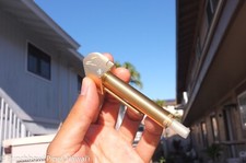 Super Shaka Pipe Unique Brass All-in-One w Long Stash Tube Poker Indestructible