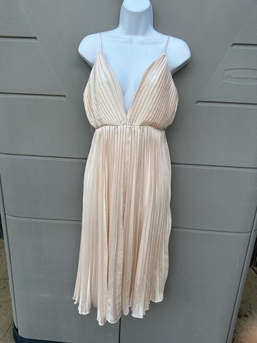 LPA Revolve Kinsley V-neck Pleated Midi Dress in Peach Nude Sz S - Picture 7 of 18