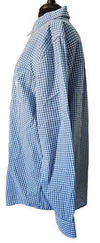 CHAPS Easy Care Shirt Mens Blue Plaid Long Sleeve Button Large - Picture 3 of 8