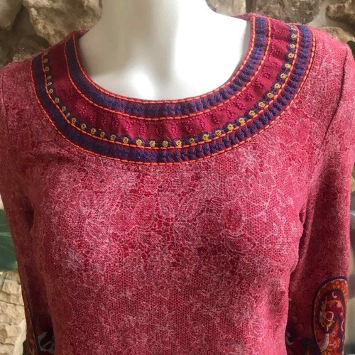 White Mark Red Long Sleeve Paisley Polyester Blend Soft Sweater Dress Size Med - Picture 4 of 8