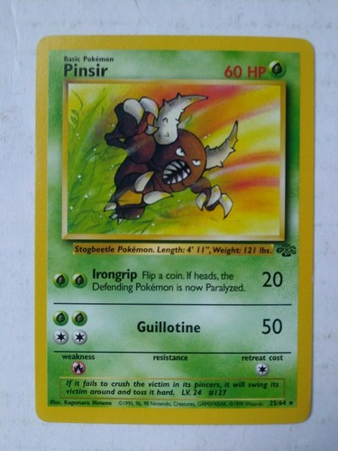 VINTAGE RARE PINSIR POKEMON TRADING CARD 25/64 JUNGLE SET - Picture 1 of 2