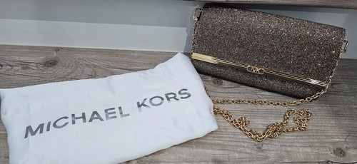 Tasche Handtasche Clutch Michael Kors Mona Large Gold Glitzer NEU - Bild 2 von 8
