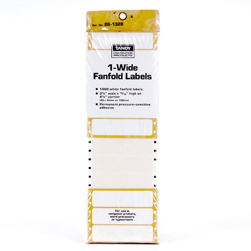 Tandy 1 wide Fanfold Labels Cat. No. 26-1328 - Imagen 1 de 2
