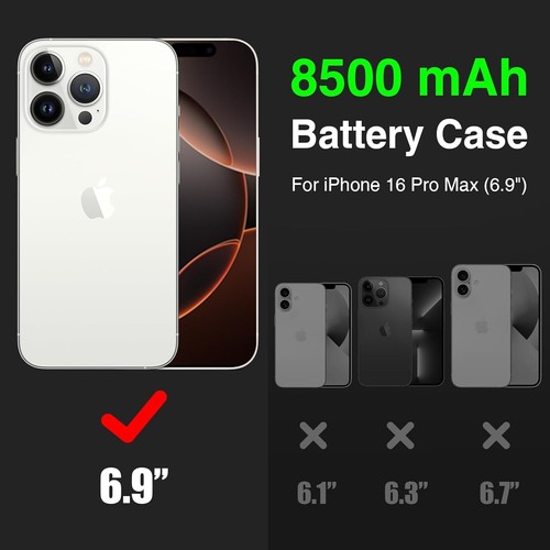 GIN FOXI Battery Case für iPhone 16 Pro Max Schnell Ladecase Ladegerät 8500mAh - Bild 2 von 7