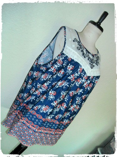 Blusa gitana PerSeption bohemia boho floral geo borde bordado yugo 2X - Imagen 3 de 6
