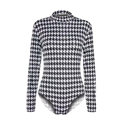 Bedruckter Damen-Body Langarm Rollkragen Polokragen Turnanzug Oberteil UK 8–26 - Bild 12 von 13