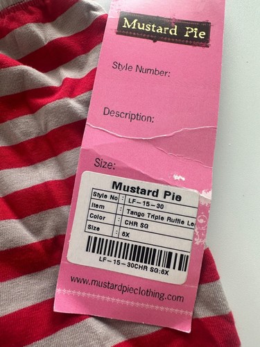 Mustard Pie Girls 6X Red Cream Striped Ruffle Bottom Pants NWT - Picture 3 of 6