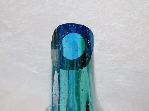 Vintage Mid Century Modern Murano Signed Art Glass Paperweight Vase 10" - Picture 3 of 9