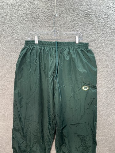Vintage Green Bay Packers Track Pants Adult XL Green Windbreaker 1990s Y2K NFL - Picture 8 of 9
