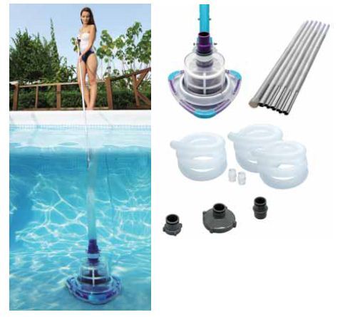 Aspiratore Per Fondo Piscina Piscine Rotante 360° A Spinta Completo Asta 240 Cm - Foto 2 di 2