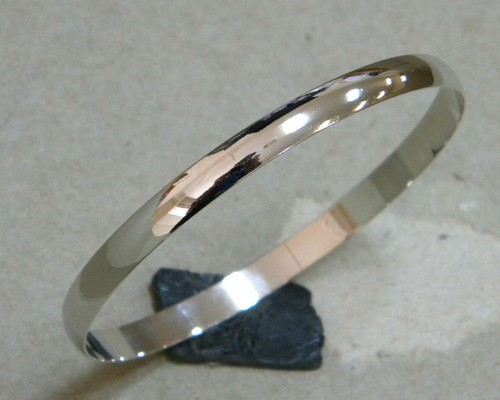 Lady's Women's Set 3 Bangle Bracelets rhodium Plated 6mm Wide Smooth Finish - Picture 2 of 4