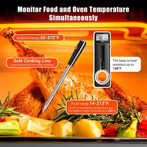 Bluetooth BBQ Cooking Thermometer Oven Smoker 1s Fast Instant Read 30min Charged - Picture 5 of 11