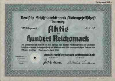 Deutsche Schiffskreditbank Ag Hamburg 1938 Bremen Duisburg Commerzbank 100 Rm Ebay