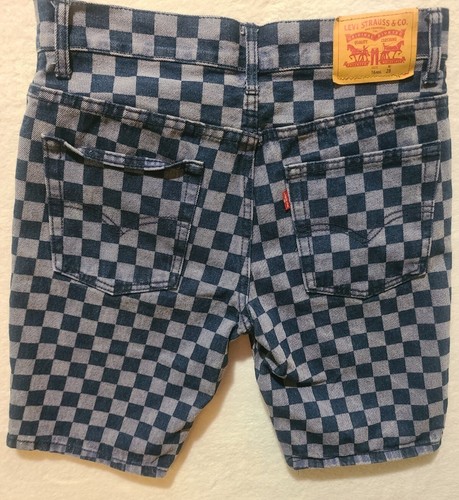 Levi's 502 Regular Tapered Short Kids 16/ 28in Waist Blue Denim Check - Picture 2 of 10