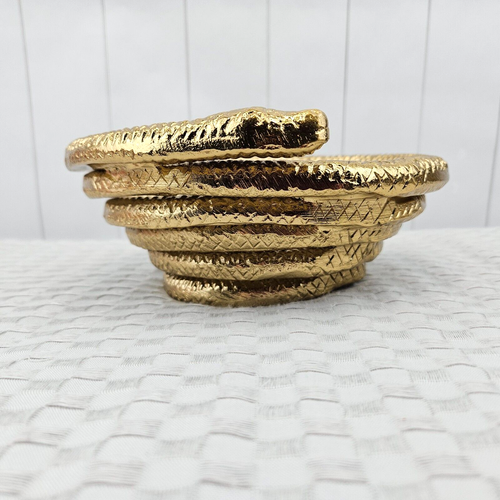 Gold Snake Coiled Bowl Decorative Halloween Threshold Target Aluminum NWT - 第 5/9 張圖片