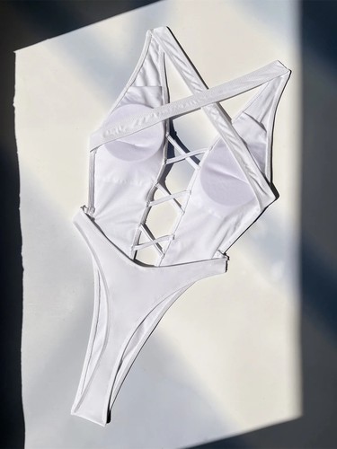 Damen String Einteiler Badeanzug Tanga Badeanzüge Cut Out Monokini Bademode - Bild 38 von 39
