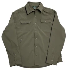 Men’s Woolrich Woolen Mills Button Up Jacket Coat Olive Green Large