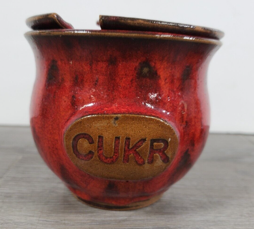 PRIMATIVE CUKR Tschechische Zuckerdose mit Deckel UND AUSGEGOSSENEM KLEINEN TELLER ROT MARKEN - Bild 2 von 20