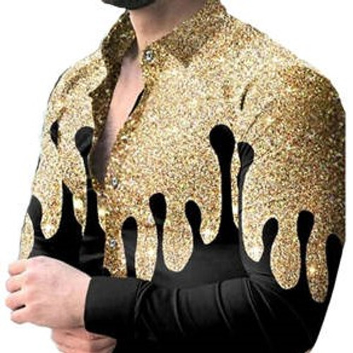 Herren 3D bedrucktes Hemd Langarm UK Größe - Bild 1 von 7