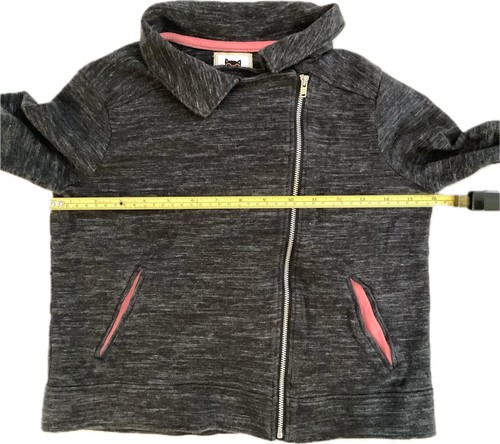 Gymboree Girls L (10-12) Pink Gray Jacket Asymmetrical Full Zip Sweater Cardigan - Picture 6 of 9