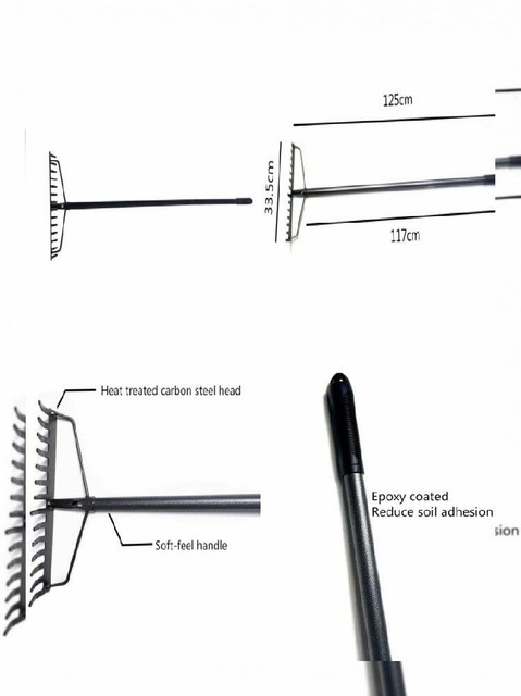 Garden Soil Rake Landscaping Carbon Steel 14 Tooth With Handle Rake Landscaping Carbon Steel 14 Tooth