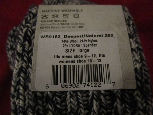 Woolrich Camp Ragg Socks Size Large Unisex Men 9-12 Women 10-12 Merino Wool Blen - Picture 5 of 5