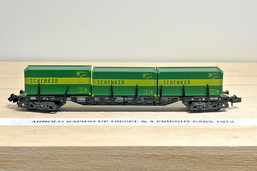 N Scale Arnold 1972 Rapido Diesel Locomotive and 4 Freight Cars Custom Wood Case - Picture 15 of 18