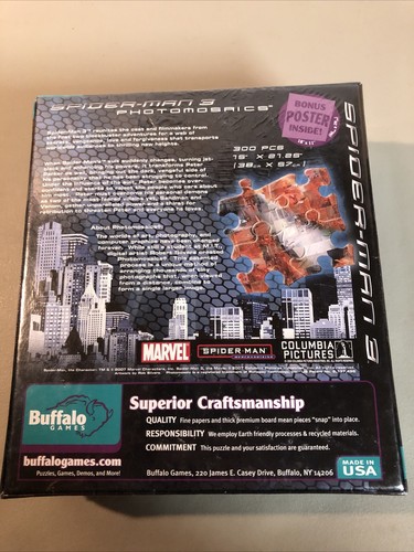 Spiderman 3 Photomosaic Jigsaw Puzzle 300 Piece Buffalo Games FREE POSTER ...NEW - Picture 2 of 2
