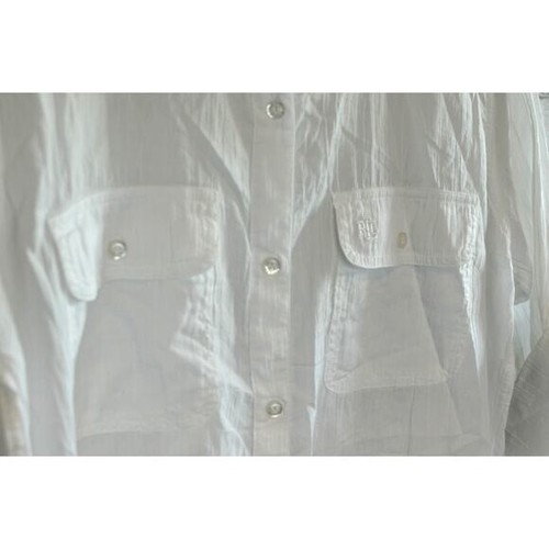 Lauren Ralph Lauren Crushed Cotton Cover-Up Shirt White - Picture 5 of 9
