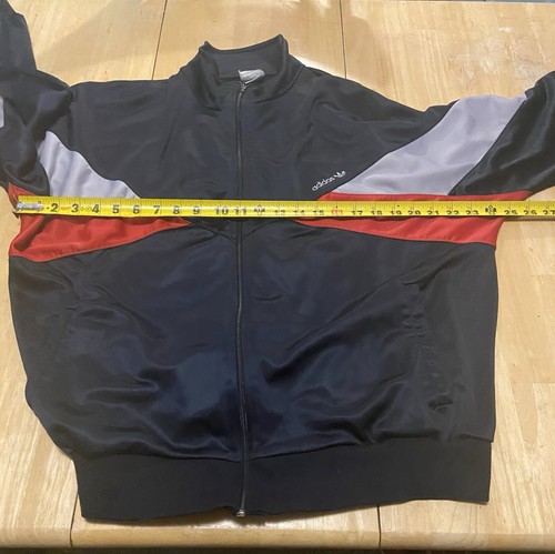 Chaqueta de Pista Adidas XL Trifolio De Colección Negra Roja Gris Hecha en EE. UU. Años 80 Hip Hop - Imagen 4 de 6