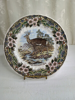 Vintage Wildlife Scenes by Churchill RED DEER STAG 10'' Dinner Plate ~ England