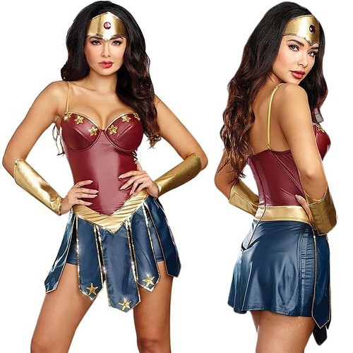 Christmas Party Wonder Woman Fancy Dress Superhero Cospaly Costume Adult Outfits