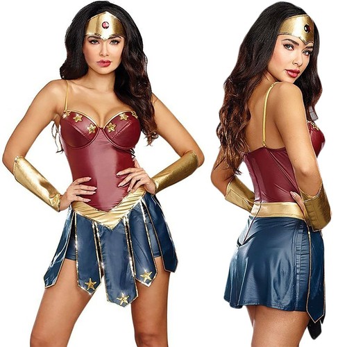 Robe de fantaisie fête de Noël Wonder Woman super-héros costume cospaly tenues adultes - Photo 1 sur 13