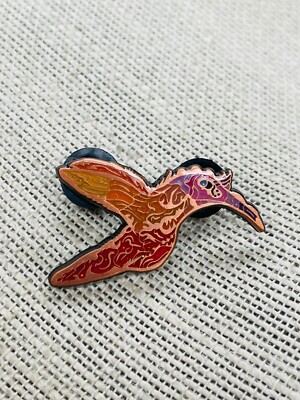 Copper Pink & orange colored flying bird pin brooch by Biggs Pins 1.5'' brw27