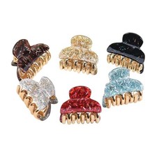 Small Acrylic Hair Claw Clips 6 Pcs 4cm Mini Plastic Jaw Glitter Accessories