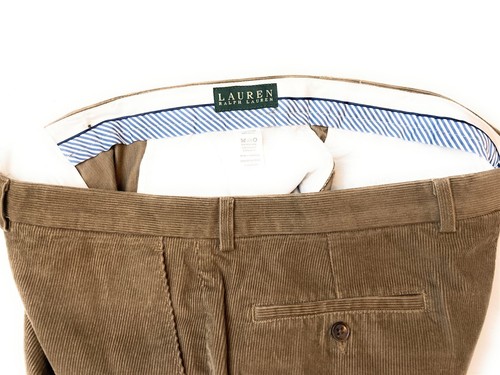 Ralph Lauren Green Label Men's Corduroy Cords Pants 37 x 28 Brown Flat Front - Picture 2 of 6