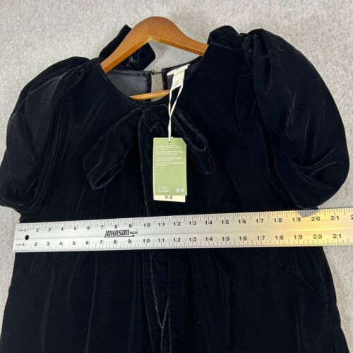 The Vampire's Wife X H&M Dress Women Large Black Velvet Long Sleeve Ruffled NWT - Picture 4 of 14