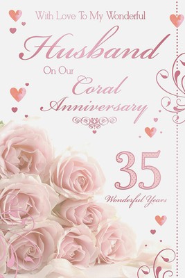 Husband Coral 35th Wedding Anniversary Card 8800225005871 eBay
