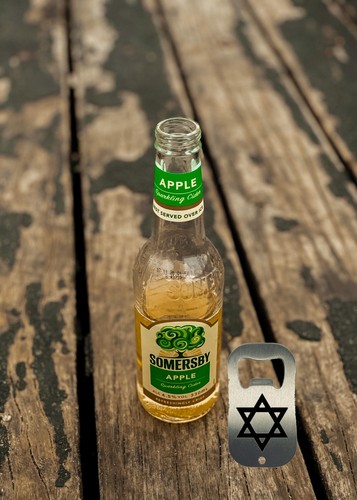 Hexágono, símbolo oculto, mini abridor de botellas de acero inoxidable llavero - Imagen 2 de 3