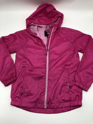Swiss Alps Girls Lightweight Jacket 80’s Style Windbreaker Sz M 10-1) Neon Pink - Picture 6 of 7