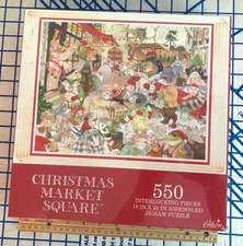 Jigsaw Puzzle Christmas Market Square Sealed 550 Pc Animals Gibson New  Uf