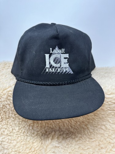 VTG Labatt Ice Beer Hat Adult Snapback Black Rope Hat See Pics