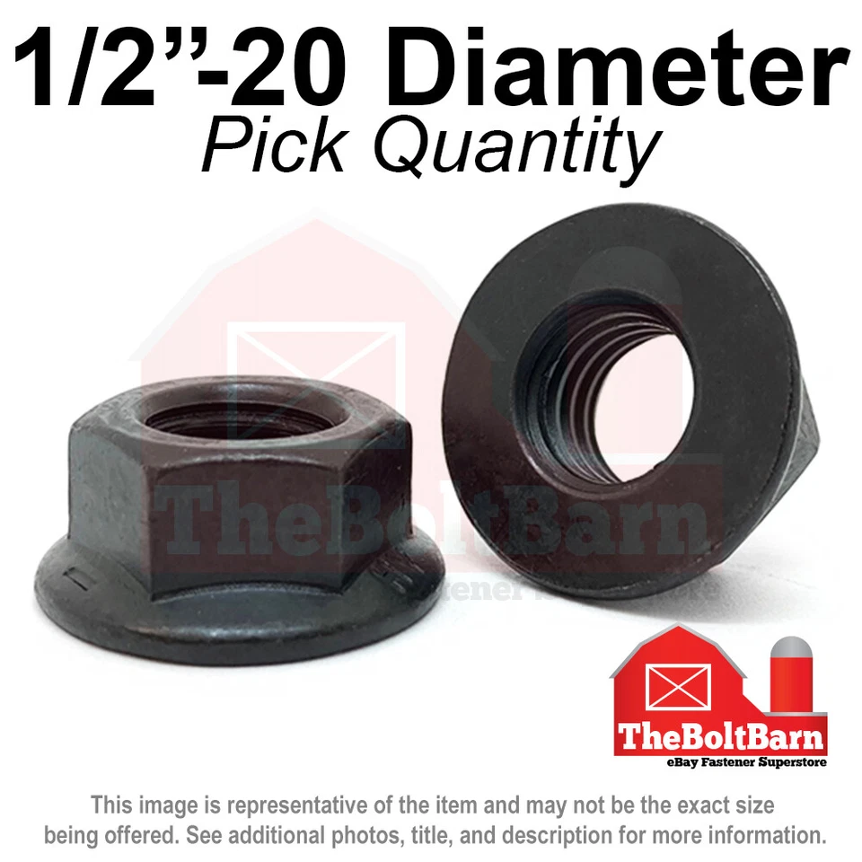 THEBOLTBARN 1/2"-20 Grade 8 Smooth Hex Flange Nuts FINE Black Phos & Oil (Pick Qty)