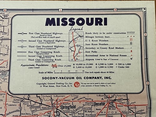 1942 Missouri St. Louis and Vicinity Road Map Mobilgas Socony-Vacuum Oil Company - Picture 7 of 8